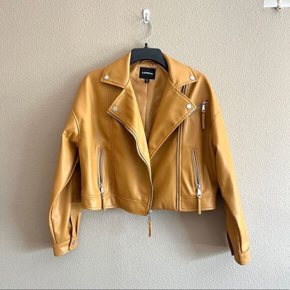 Express Cropped Faux Leather Moto Jacket - Picture 1 of 7